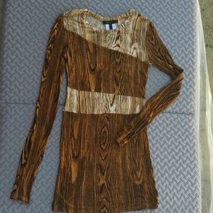BCBGMAXAZRIA unique bodycon wood-print minidress